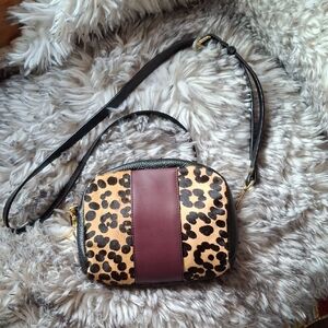 Isaac Mizrahi Animal Print Crossbody Bag with Black and Brown Accents